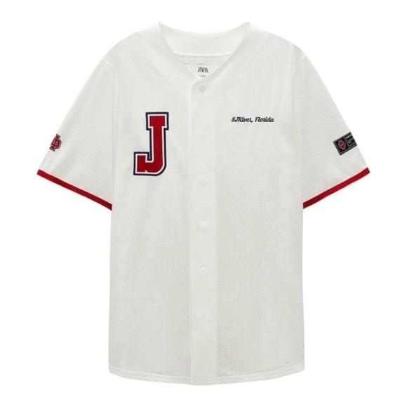 NWT Mens Jersey ZARA White Perforated Shirt SJ River Florida Button Front Jersey - Picture 6 of 11